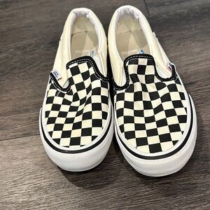 Vans Checkered Black and Cream Slip-On Sneakers